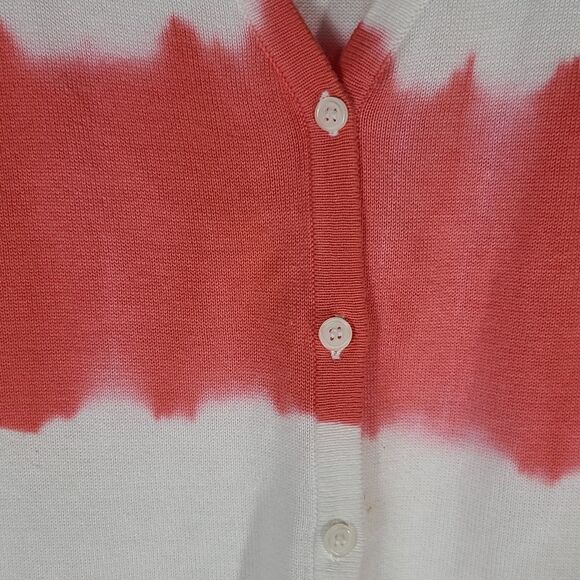 AB Studio Coral Striped Button Down Cardigan - Picture 5 of 7